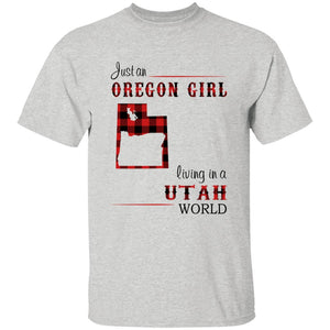 Just An Oregon Girl Living In A Utah World T-shirt - T-shirt Born Live Plaid Red Teezalo