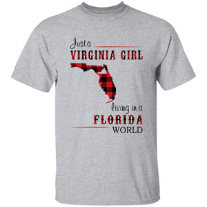 Just A Virginia Girl Living In A Florida World T-shirt - T-shirt Born Live Plaid Red Teezalo