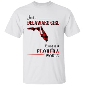 Just A Delaware Girl Living In A Florida World T-shirt - T-shirt Born Live Plaid Red Teezalo