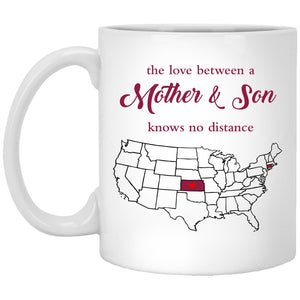 Kansas Connecticut The Love Between Mother And Son Mug - Mug Teezalo