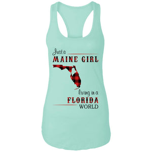 Just A Maine Girl Living In A Florida World T-Shirt - T-shirt Teezalo