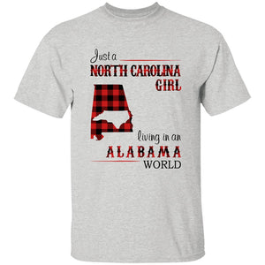 Just A North Carolina Girl Living In An Alabama World T-shirt - T-shirt Born Live Plaid Red Teezalo