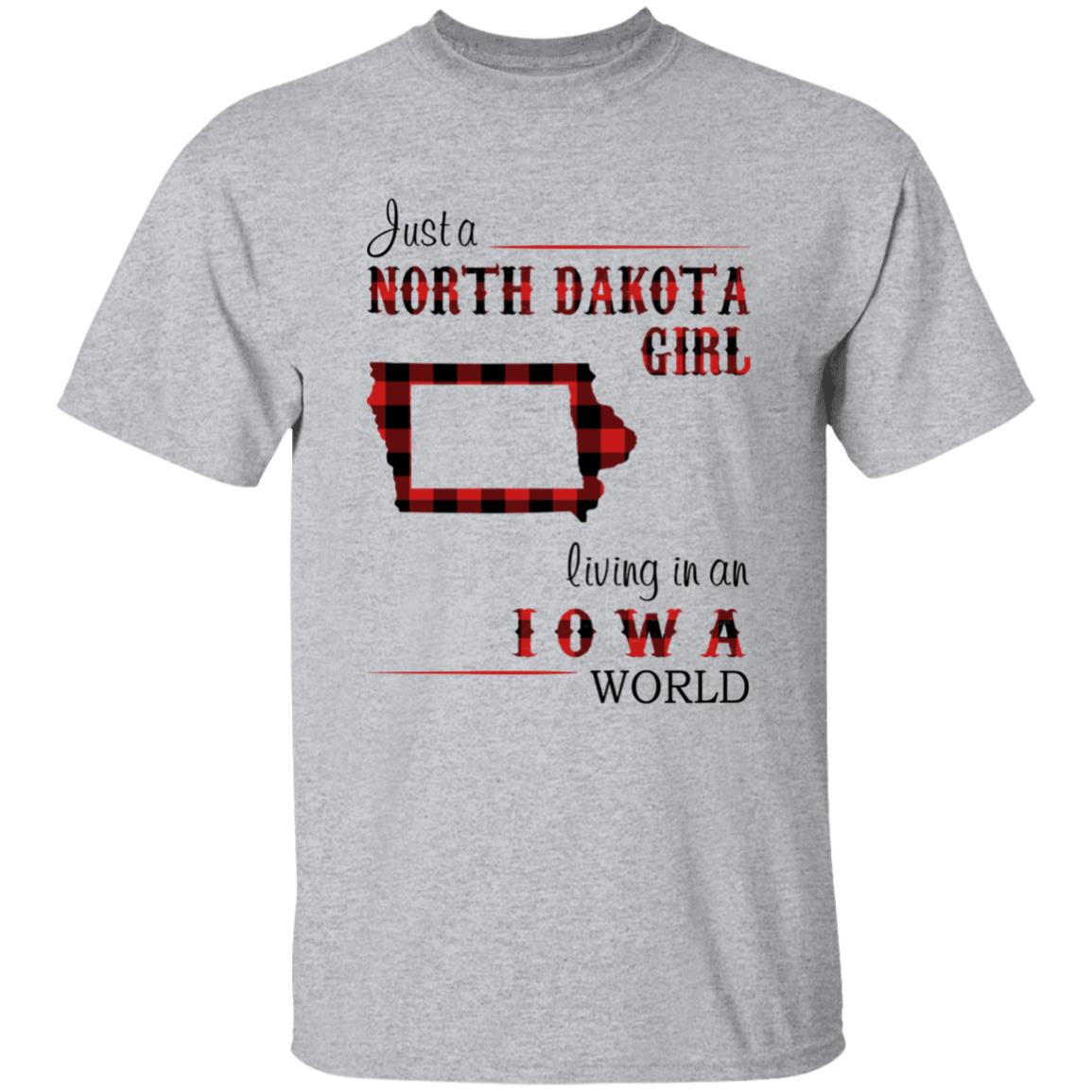 Just A North Dakota Girl Living In An Iowa World T-shirt - T-shirt Born Live Plaid Red Teezalo