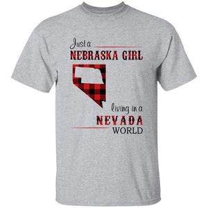 Just A Nebraska Girl Living In A Nevada World T-shirt - T-shirt Born Live Plaid Red Teezalo