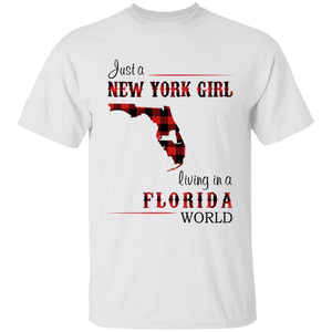 Just A New York Girl Living In A Florida World T-shirt - T-shirt Born Live Plaid Red Teezalo