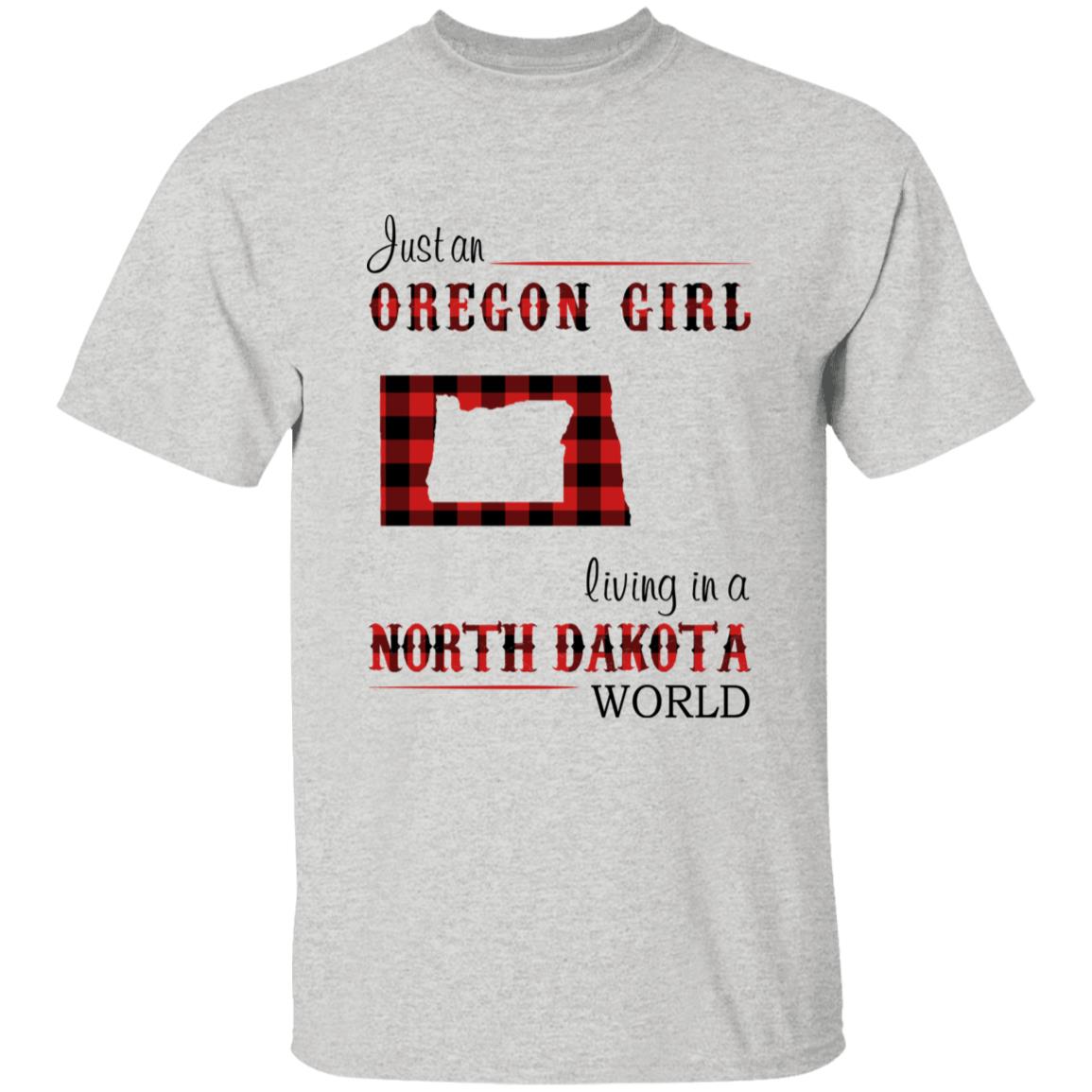 Just An Oregon Girl Living In A North Dakota World T-shirt - T-shirt Born Live Plaid Red Teezalo