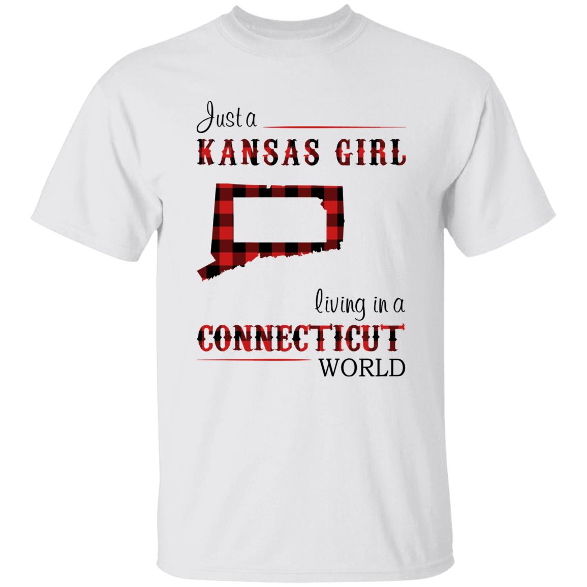 Just A Kansas Girl Living In A Connecticut World T-shirt - T-shirt Born Live Plaid Red Teezalo
