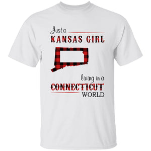 Just A Kansas Girl Living In A Connecticut World T-shirt - T-shirt Born Live Plaid Red Teezalo