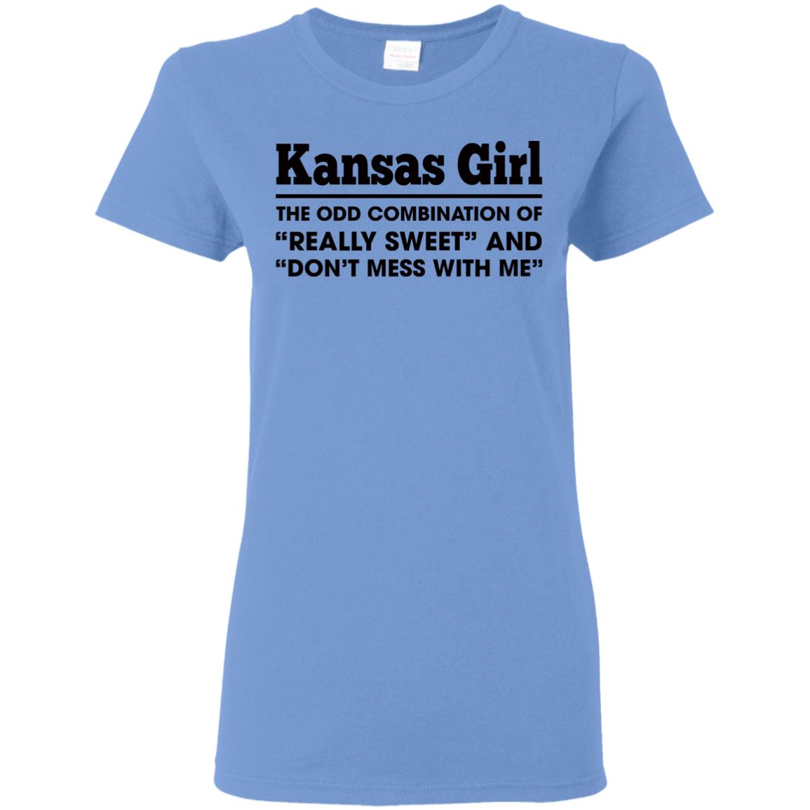 Kansas Girl Of Really Sweet And Don&#39;t Mess With Me T-Shirt - T-shirt Teezalo