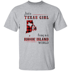 Just A Texas Girl Living In A Rhode Island World T-shirt - T-shirt Born Live Plaid Red Teezalo