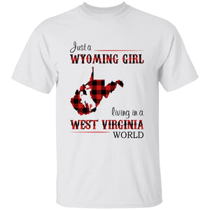 Just A Wyoming Girl Living In A West Virginia World T-shirt - T-shirt Born Live Plaid Red Teezalo