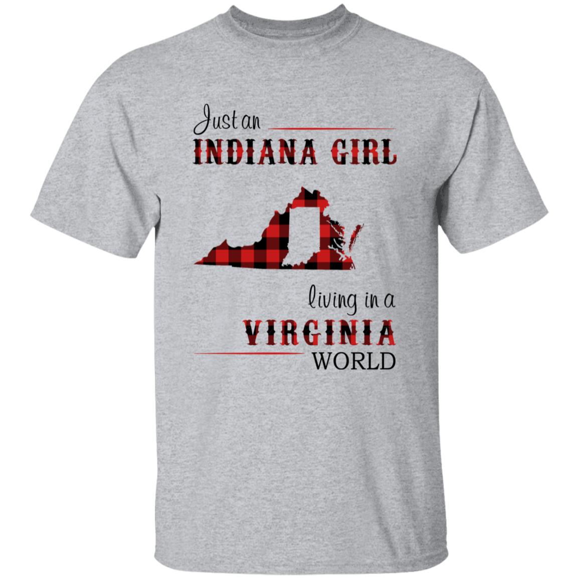 Just An Indiana Girl Living In A Virginia World T-shirt - T-shirt Born Live Plaid Red Teezalo