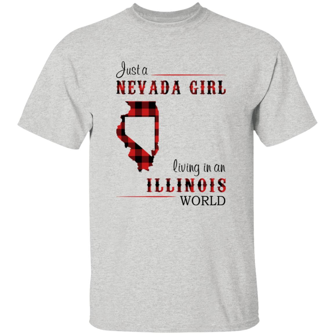 Just A Nevada Girl Living In An Illinois World T-shirt - T-shirt Born Live Plaid Red Teezalo