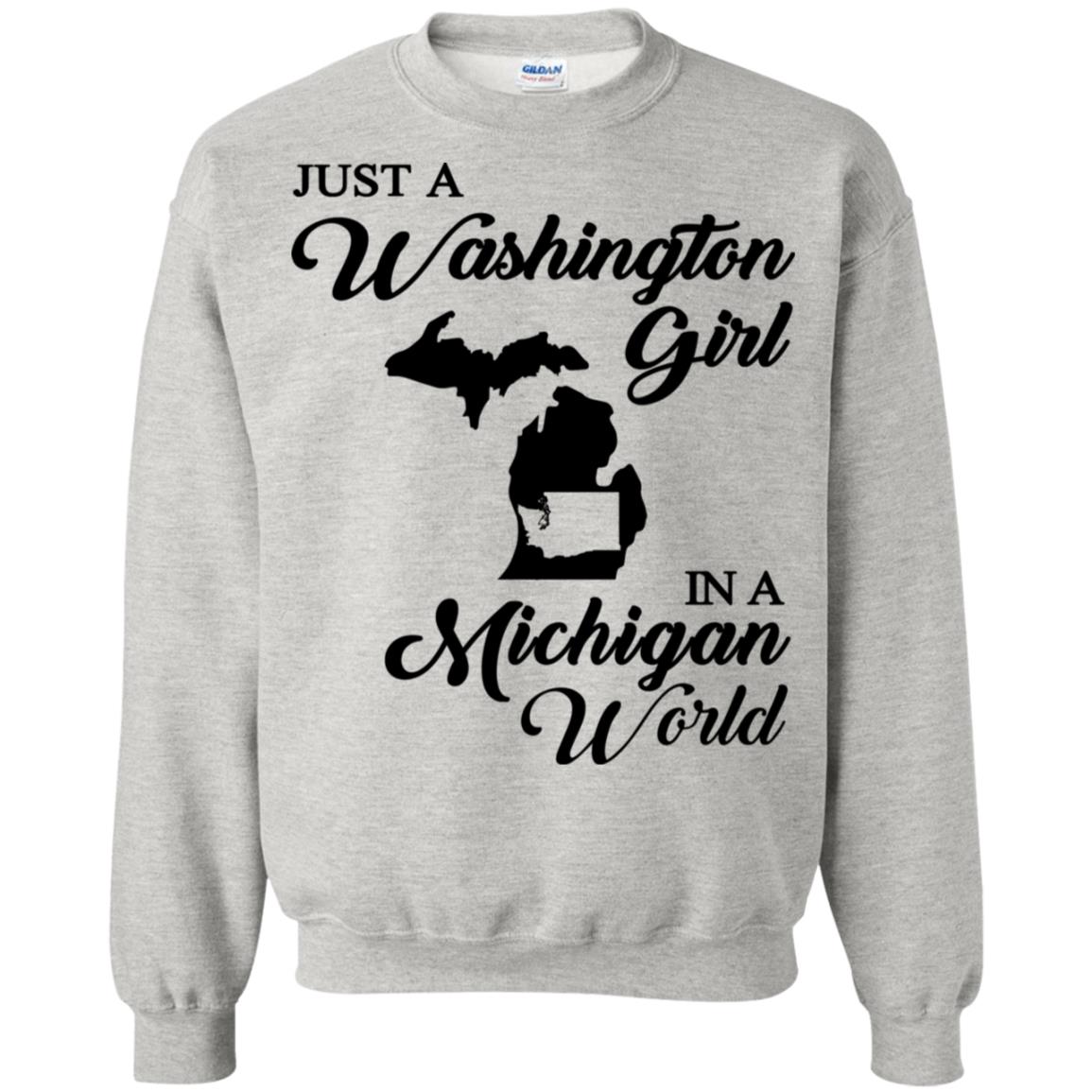 Just A Washington Girl In A Michigan World T Shirt - T-shirt Teezalo