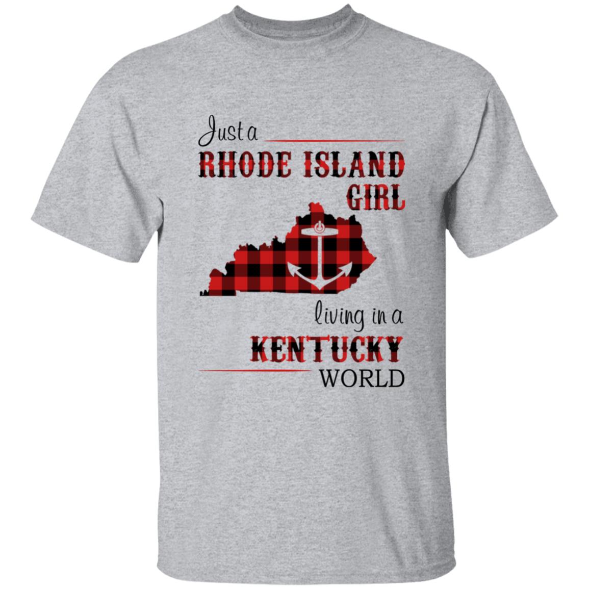 Just A Rhode Island Girl Living In A Kentucky World T-shirt - T-shirt Born Live Plaid Red Teezalo