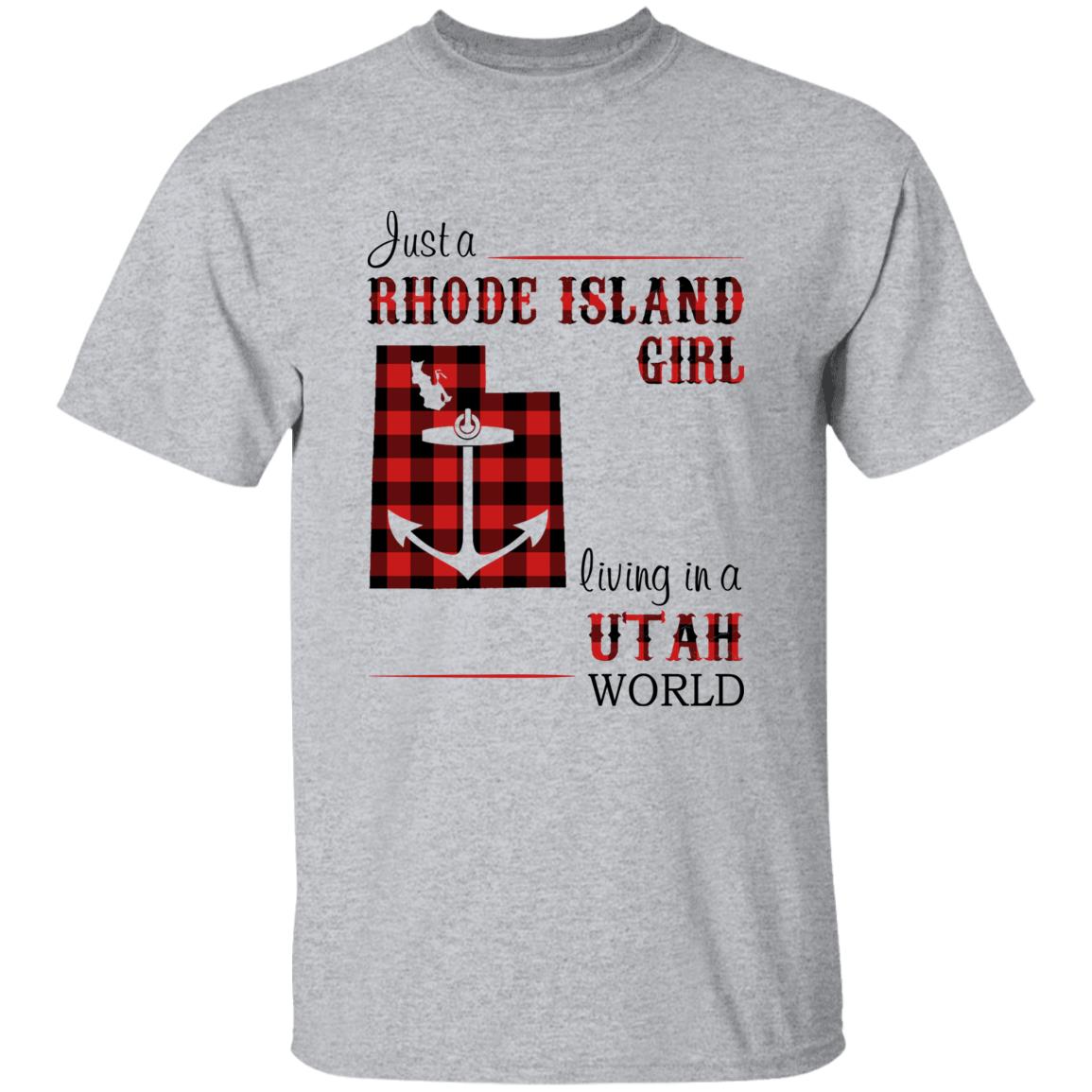 Just A Rhode Island Girl Living In A Utah World T-shirt - T-shirt Born Live Plaid Red Teezalo