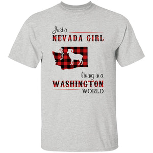 Just A Nevada Girl Living In A Washington World T-shirt - T-shirt Born Live Plaid Red Teezalo