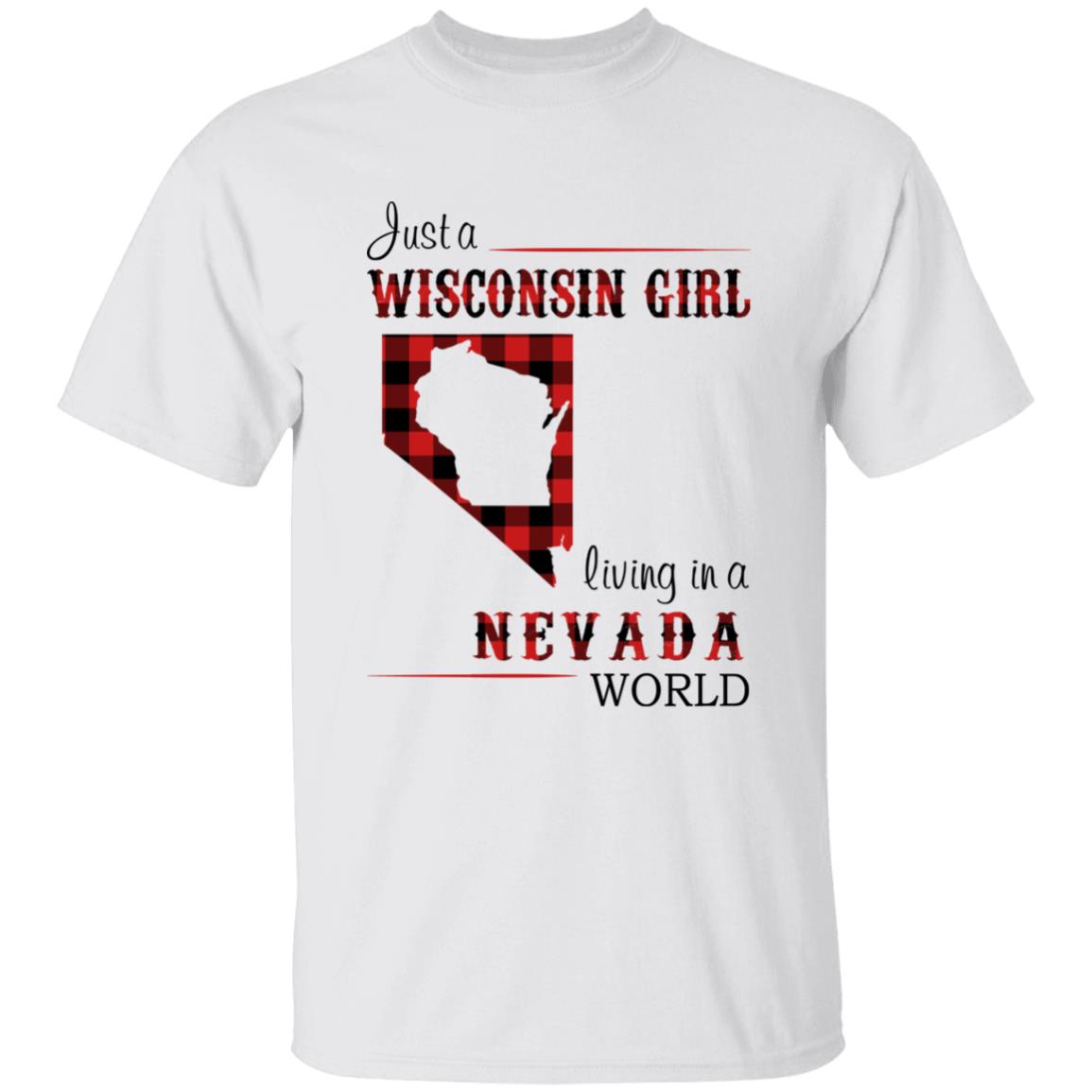 Just A Wisconsin Girl Living In A Nevada World T-shirt - T-shirt Born Live Plaid Red Teezalo