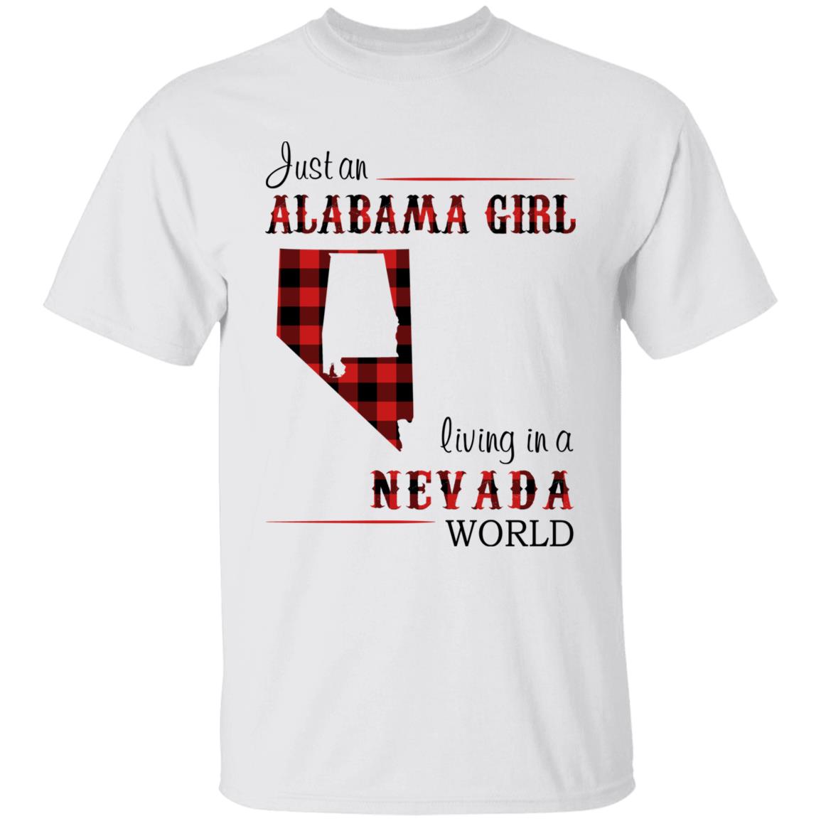 Just An Alabama  Girl Living In A Nevada World T-shirt - T-shirt Born Live Plaid Red Teezalo
