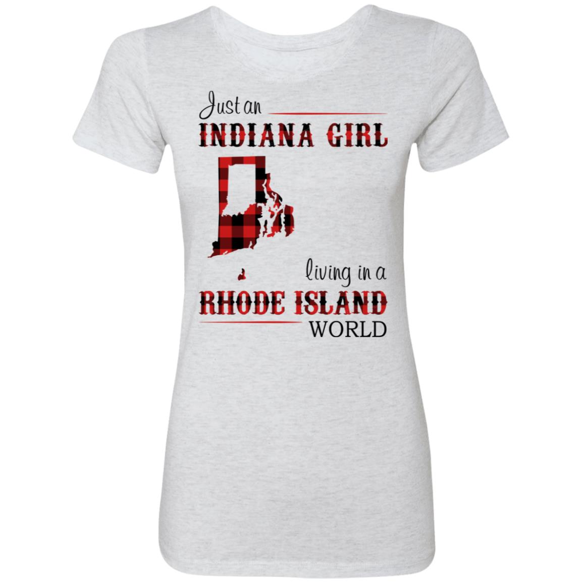 Just An Indiana Girl Living In A Rhode Island World T-Shirt - T-shirt Born Live Plaid Red Teezalo