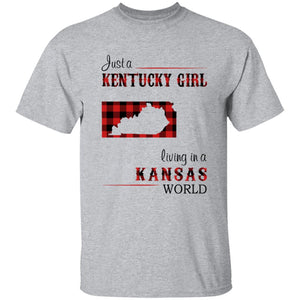 Just A Kentucky Girl Living In A Kansas World T-shirt - T-shirt Born Live Plaid Red Teezalo