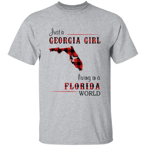 Just A Georgia Girl Living In A Florida World T-shirt - T-shirt Born Live Plaid Red Teezalo