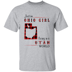Just An Ohio Girl Living In A Utah World T-shirt - T-shirt Born Live Plaid Red Teezalo