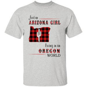 Just An Arizona Girl Living In An Oregon World T-shirt - T-shirt Born Live Plaid Red Teezalo