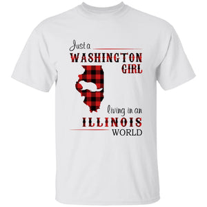 Just A Washington Girl Living In An Illinois World T-shirt - T-shirt Born Live Plaid Red Teezalo