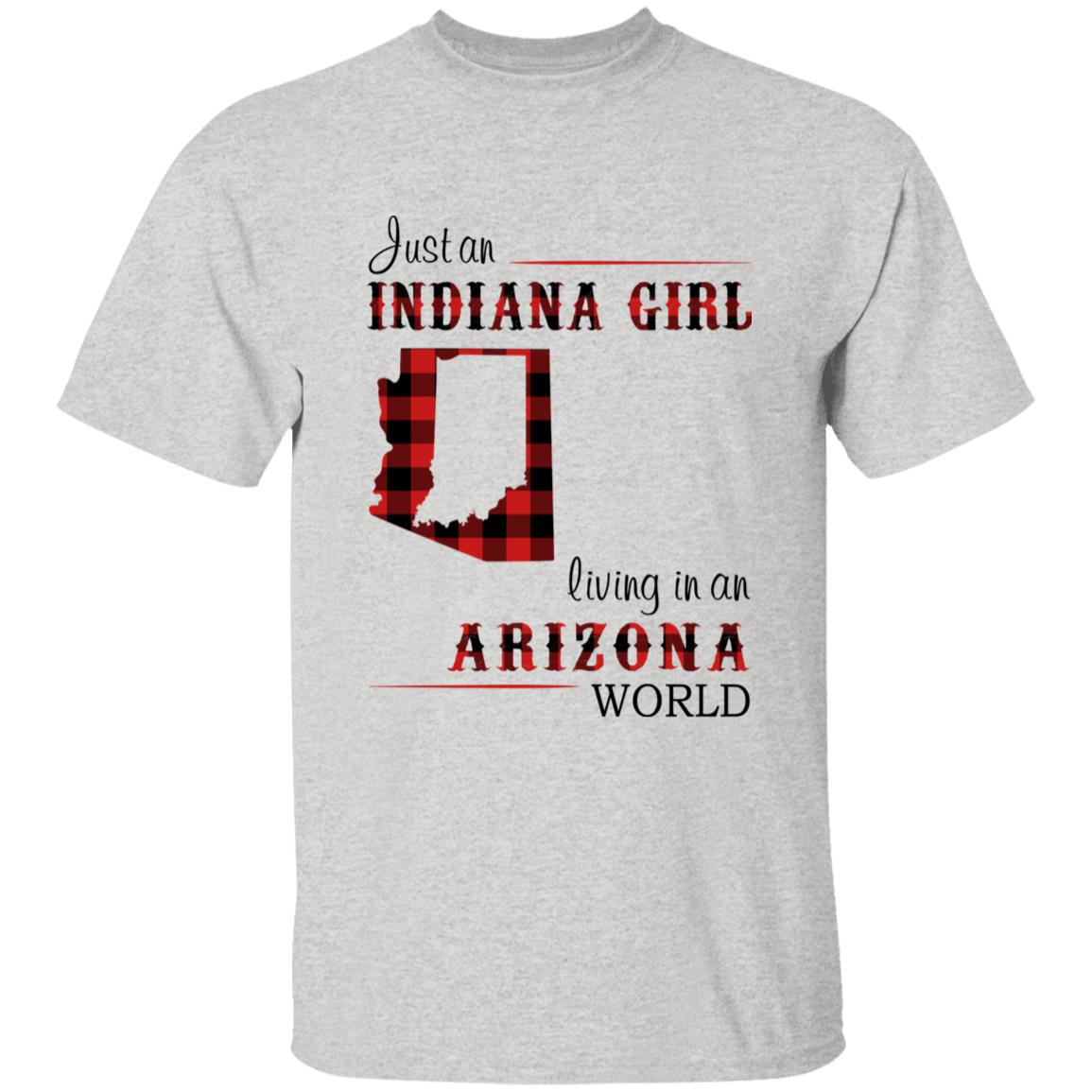 Just An Indiana Girl Living In An Arizona World T-shirt - T-shirt Born Live Plaid Red Teezalo