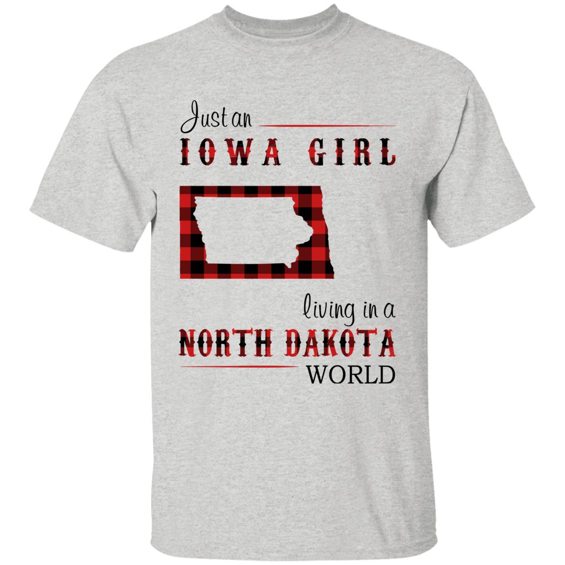Just An Iowa Girl Living In A North Dakota World T-shirt - T-shirt Born Live Plaid Red Teezalo