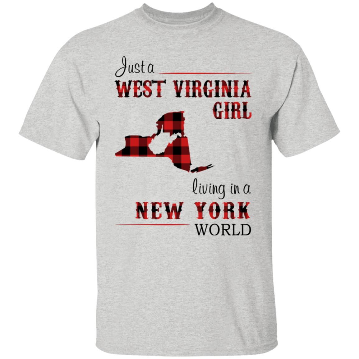 Just A West Virginia Girl Living In A New York World T Shirt - T-shirt Teezalo