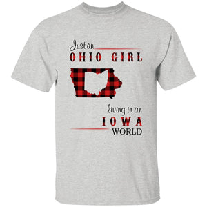 Just An Ohio Girl Living In An Iowa World T-shirt - T-shirt Born Live Plaid Red Teezalo