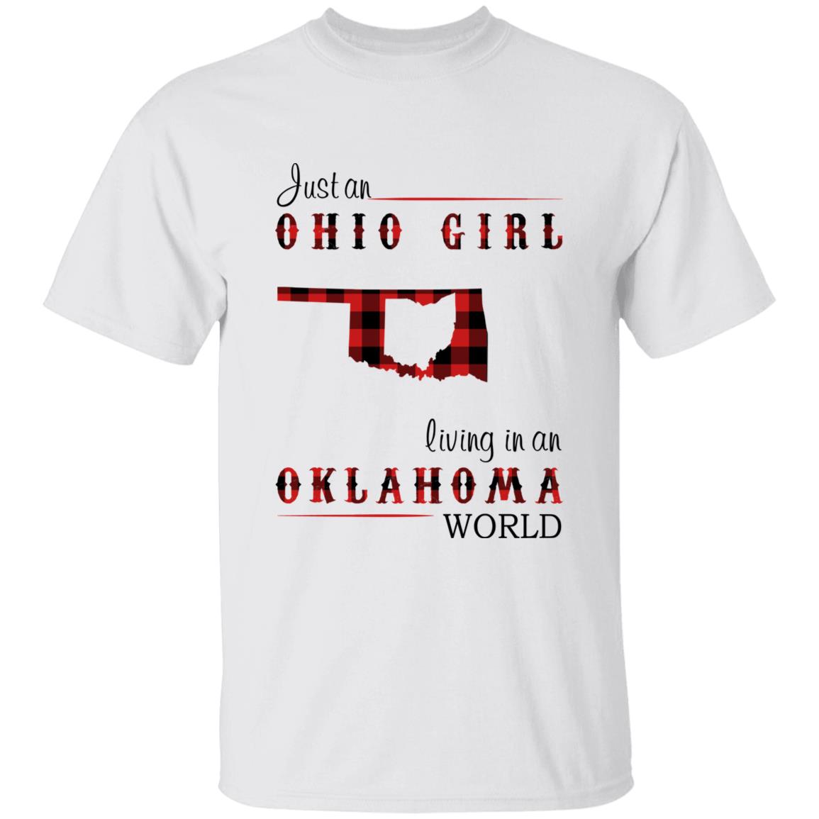 Just An Ohio Girl Living In An Oklahoma World T-shirt - T-shirt Born Live Plaid Red Teezalo