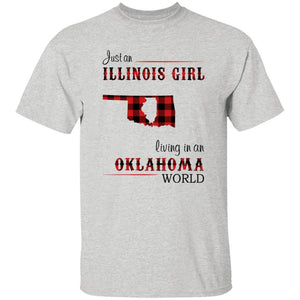 Just An Illinois Girl Living In An Oklahoma World T-shirt - T-shirt Born Live Plaid Red Teezalo