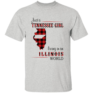 Just A Tennessee Girl Living In An Illinois World T-shirt - T-shirt Born Live Plaid Red Teezalo