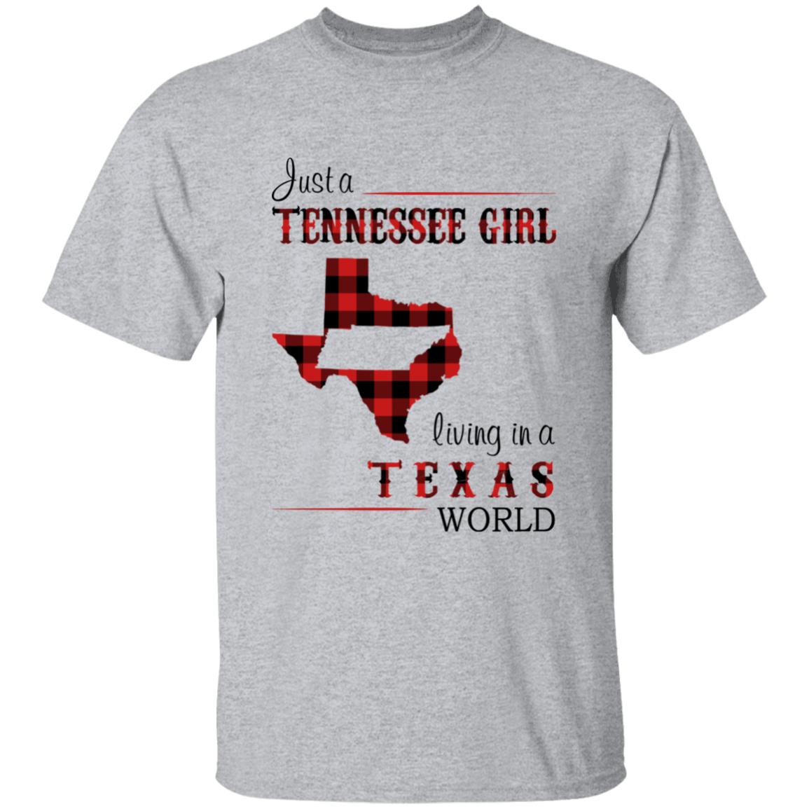 Just A Tennessee Girl Living In A Texas World T-shirt - T-shirt Born Live Plaid Red Teezalo