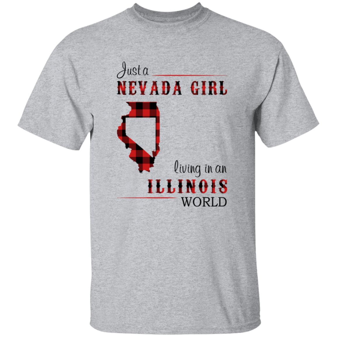 Just A Nevada Girl Living In An Illinois World T-shirt - T-shirt Born Live Plaid Red Teezalo