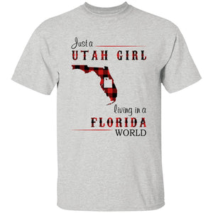 Just A Utah Girl Living In A Florida World T-shirt - T-shirt Born Live Plaid Red Teezalo