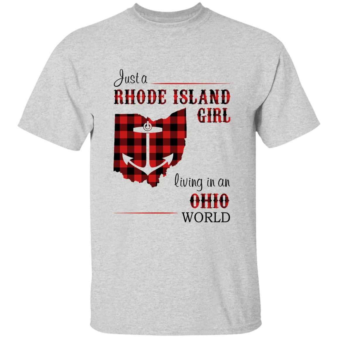 Just A Rhode Island Girl Living In An Ohio World T-shirt - T-shirt Born Live Plaid Red Teezalo