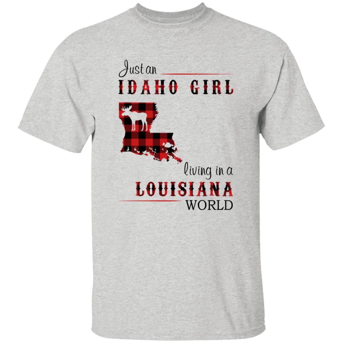Just An Idaho Girl Living In A Louisiana World T-shirt - T-shirt Born Live Plaid Red Teezalo
