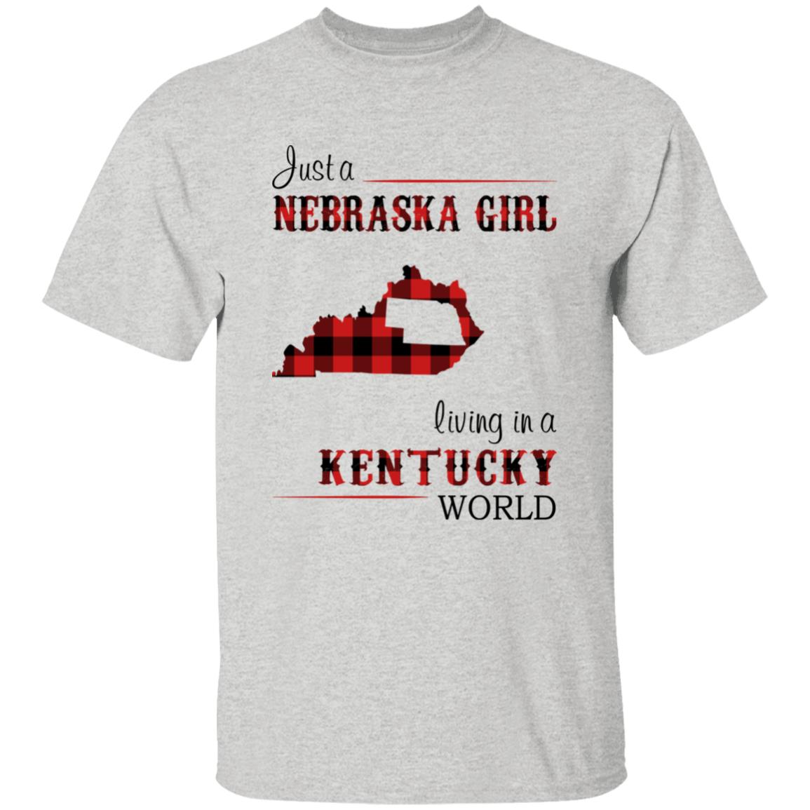 Just A Nebraska Girl Living In A Kentucky World T-shirt - T-shirt Born Live Plaid Red Teezalo