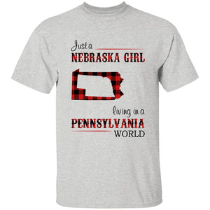 Just A Nebraska Girl Living In A Pennsylvania World T-shirt - T-shirt Born Live Plaid Red Teezalo