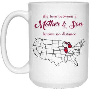 Illinois Michigan The Love Between Mother And Son Mug - Mug Teezalo