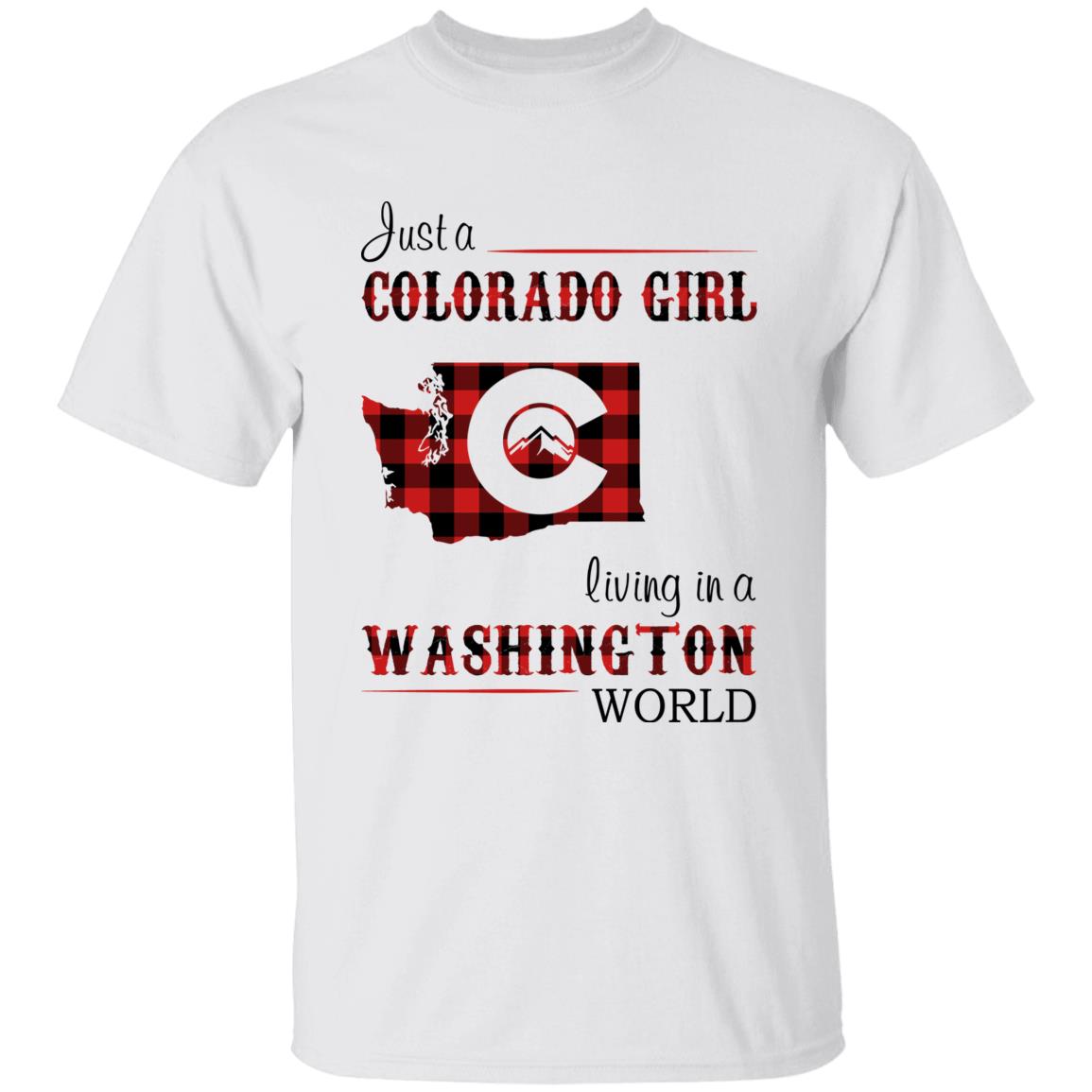 Just A Colorado Girl Living In A Washington World T-shirt - T-shirt Born Live Plaid Red Teezalo