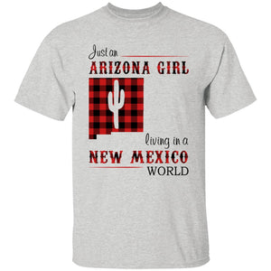 Just An Arizona Girl Living In A New Mexico World T-shirt - T-shirt Born Live Plaid Red Teezalo