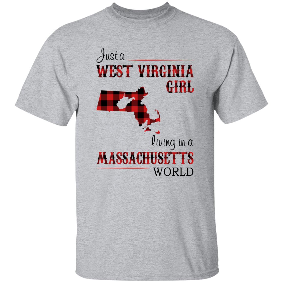 Just A West Virginia Girl Living In A Massachusetts World T-shirt - T-shirt Born Live Plaid Red Teezalo