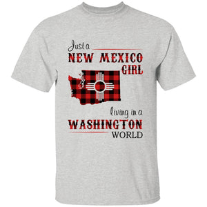 Just A New Mexico Girl Living In A Washington World T-shirt - T-shirt Born Live Plaid Red Teezalo