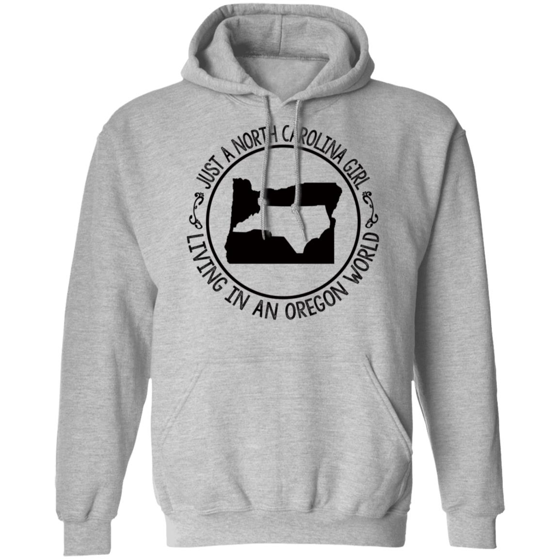 North Carolina Girl Living In Oregon World T- Shirt - T-shirt Teezalo