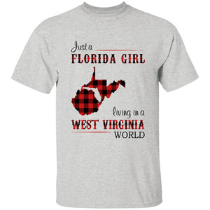 Just A Florida Girl Living In A West Virginia World T-shirt - T-shirt Born Live Plaid Red Teezalo